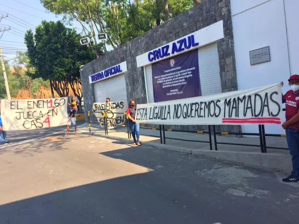 A group of fans displayed offending posters