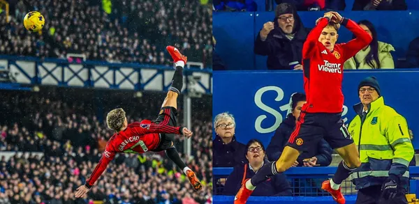 Alejandro Garnacho just scored a wonderful overhead kick!