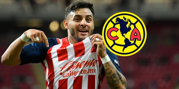 Alexis Vega with the Chivas de Guadalajara jersey and the Club America badge.