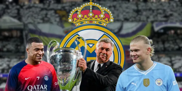 Carlo Ancelotti lifting the UEFA Champions League title he won with Real Madrid