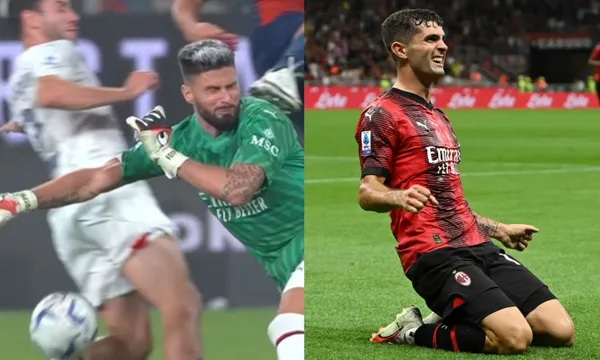 Christian Pulisic and his reaction to seeing that Milan won with Giroud as goalkeeper