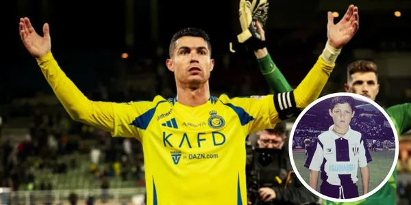 Cristiano Ronaldo and a picture of him as a child