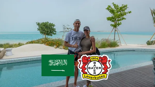 Cristiano Ronaldo and Georgina Rodriguez posing for a photo in Saudi Arabia.
