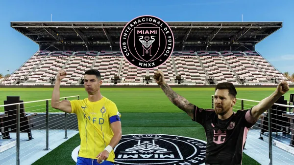 Cristiano Ronaldo and Lionel Messi celebrate their teams' win.