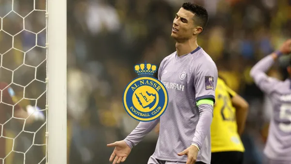 Cristiano Ronaldo annoyed in a match with Al Nassr in Saudi Arabia.
