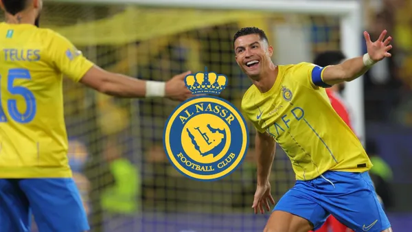 Cristiano Ronaldo celebrates his goal for Al Nassr in Saudi Arabia.