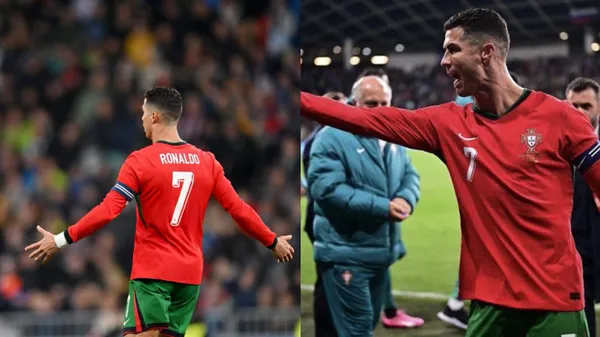 Cristiano Ronaldo upset with the referees in the friendly against Slovenia.