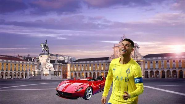 Cristiano Ronaldo was seen driving his Ferrari in Portugal a few days ago.