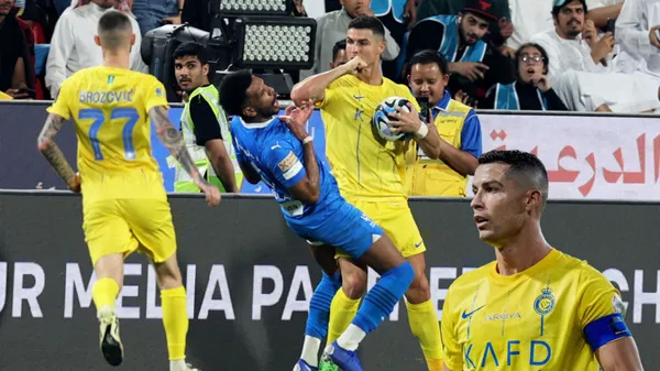 Cristiano Ronaldo was sent off against Al Hilal yesterday in Saudi Arabia.