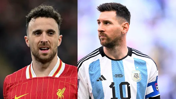 Diogo Jota y Lionel Messi