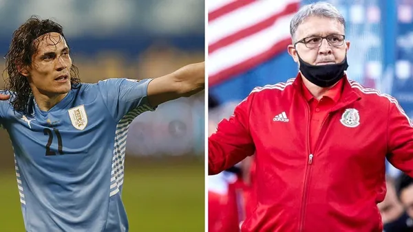 Edinson Cavani scored two goals against Mexico.