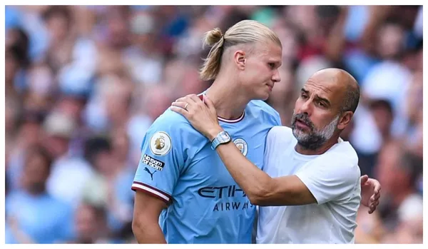 Erling Haaland and Pep Guardiola
