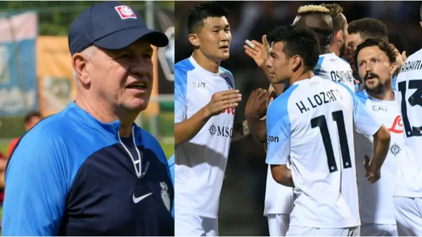 Hirving Lozano met with Javier Aguirre during the friendly match between Napoli and Mallorca