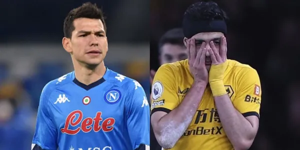 Hirving Lozano receives a low blow from Raúl Jiménez's hits