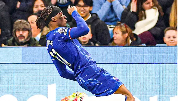 In only the third minute, the Blues' striker scored to put them ahead