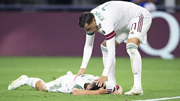 It is very strange but the Mexican striker always leaves on a stretcher when he plays for El Tri.