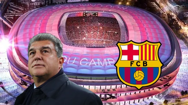 Joan Laporta admiring his FC Barcelona team at the stadium.