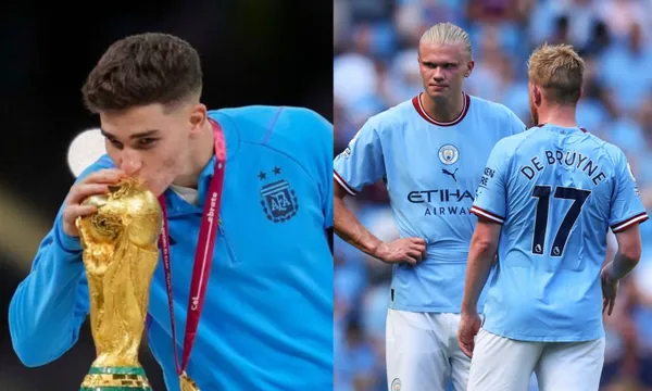 Julian Alvarez is back at Man City after his vacations.