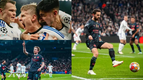 Kevin De Bruyne and Bernardo Silva score for Man City to lead 2-1 at HT.