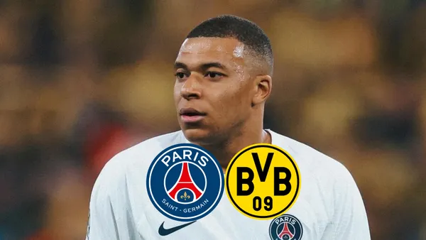 Kylian Mbappé concerned during the Borussia Dortmund vs PSG match last week.