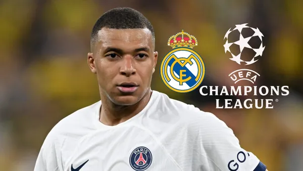 Kylian Mbappé looks at his PSG team in the Champions League.