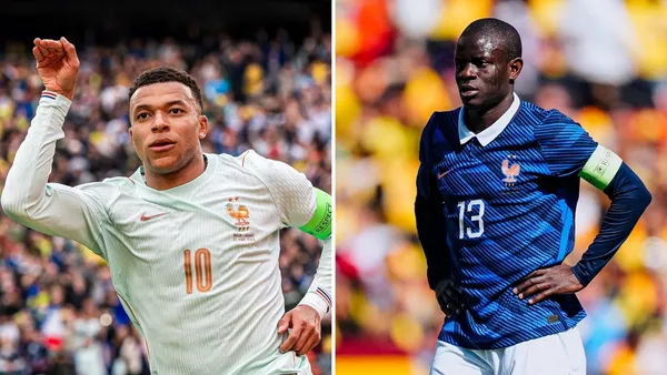 Kylian Mbappé takes captain’s armband from N’Golo Kanté / Credit: France