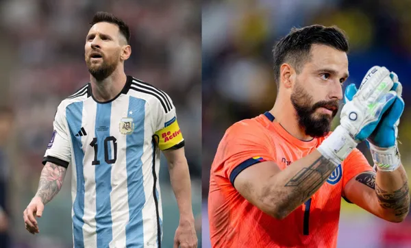 Lionel Messi and Galindez with a gesture of respect between them at the end of the match