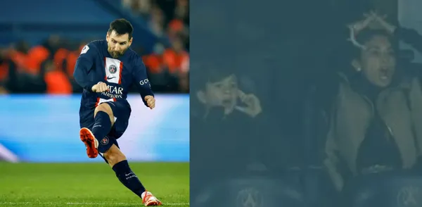 Lionel Messi hit the crossbar and his family reacted this way.