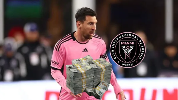 Lionel Messi looking at the ground during an Inter Miami game.