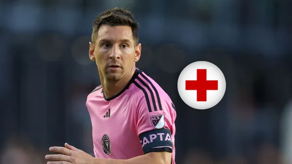 Lionel Messi runs as he plays for Inter Miami and the injury icon is right next to him. (Source: CFP)