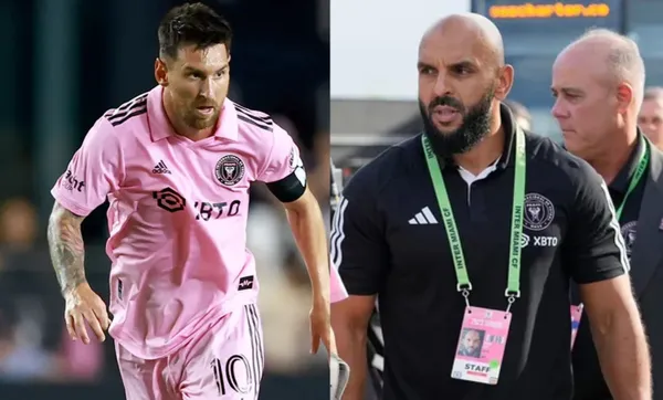 Lionel Messi's bodyguard takes care of the Argentine before the match against LAFC