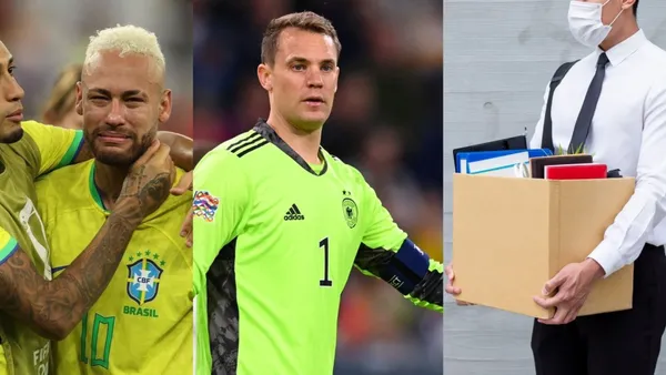 Neymar crying and Manuel Neuer with the Germany national team jersey.