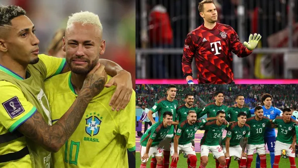 Neymar crying, Manuel Neuer with Bayern jersey and the Mexican national team.