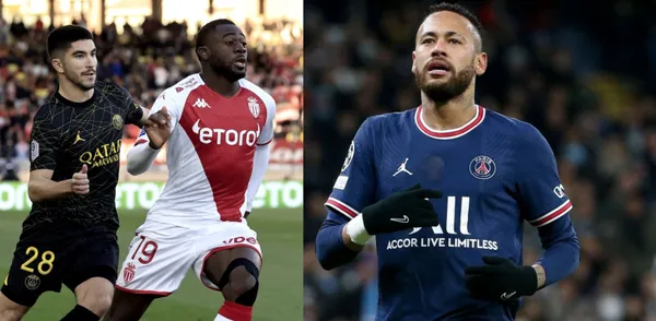 Neymar Jr is all alone against AS Monaco.