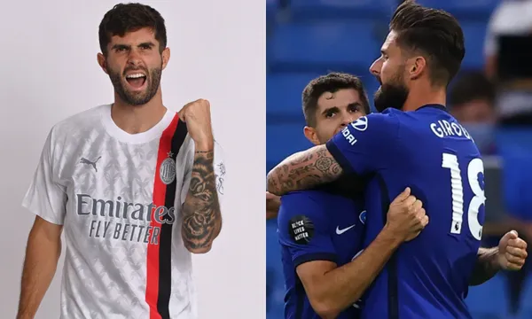Olivier Giroud and his reaction to see Pulisic again now in Milan