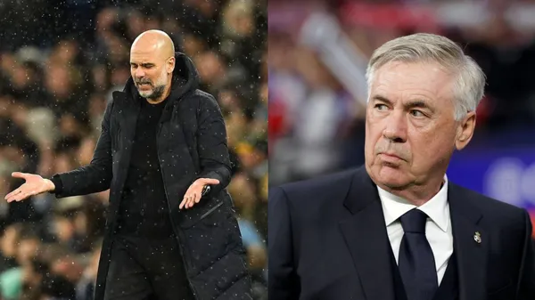 Pep Guardiola complains ahead of their Champions League game against Real Madrid.