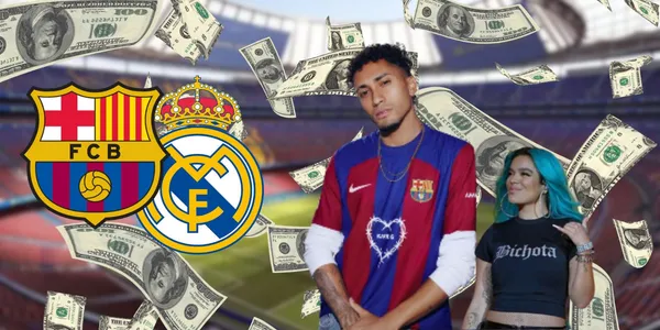 Raphina posing with Karol G's new FC Barcelona special edition shirt