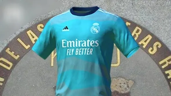 Real Madrid launched a turquoise third kit for the 2021/22 seasons today. The kit pays tribute to the Kilometer Zero at Puerta del Sol in Madrid.