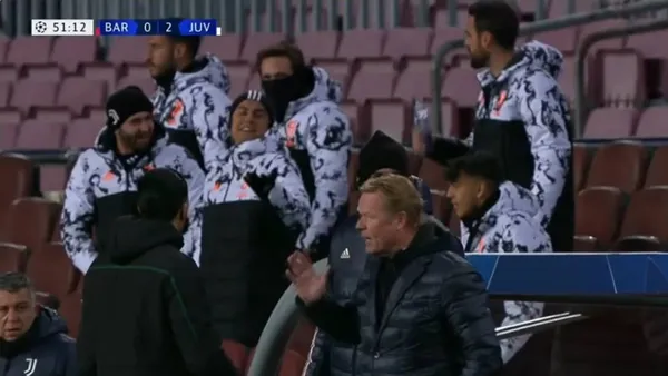 Ronald Koeman went through a humiliating moment just before Juventus' third goal, when he protested against the penalty given and Juve's bench responded with laughter pointed at him.