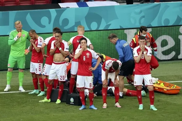 The Danish player suffered a health problem in the match between Denmark and Finland. He was revived on the playing field and taken to a hospital