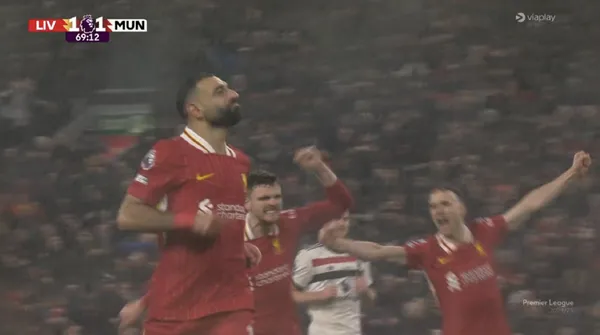 The Egyptian scored to make it 2-1 for the Reds over the Red Devils.