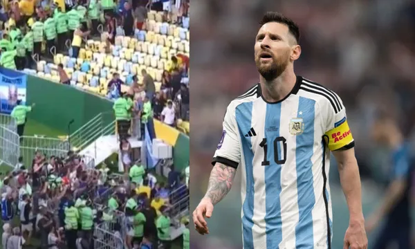 The fight between Brazilian, Argentine fans and the police at the Maracana