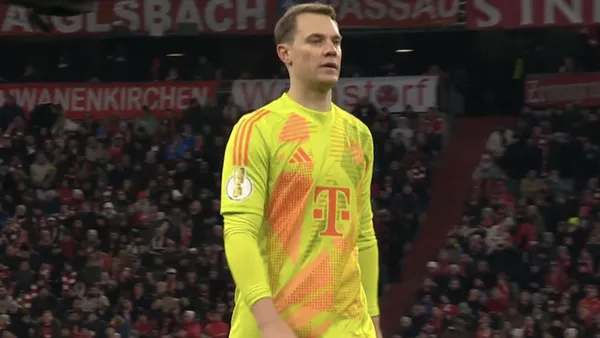 The goalkeeper was sent off during the match against Bayer Leverkusen in Germany.