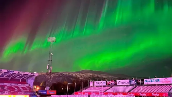 The northern lights provided a spectacular natural display over the Norwegian football club's Arctic home.