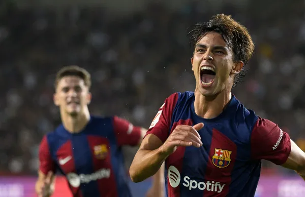 The Portuguese young star has debuted with Barcelona and he already has scored a goal.