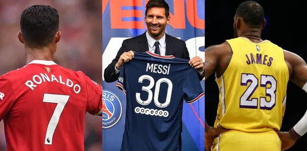 Three of the greatest sports personalities throughout history. Two, they play soccer, the other, an emblem of the NBA. Who sells the most t-shirts?