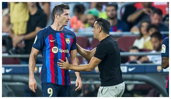 Xavi Hernandez and Robert Lewandowski