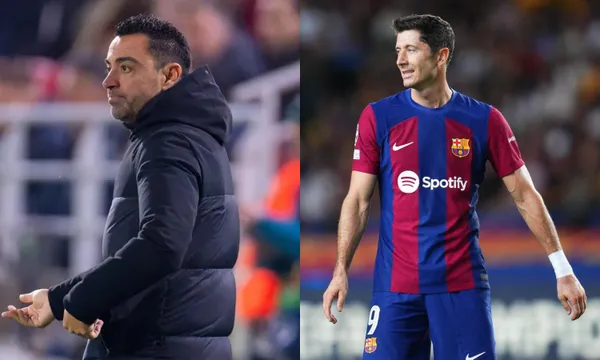 Xavi Hernandez's low blow to Robert Lewandowski after the match against Almeria