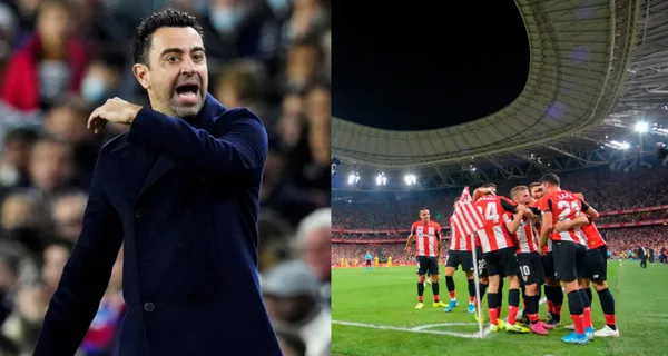 Xavi's reaction when he saw that Athletic Club scored a goal after 42 seconds