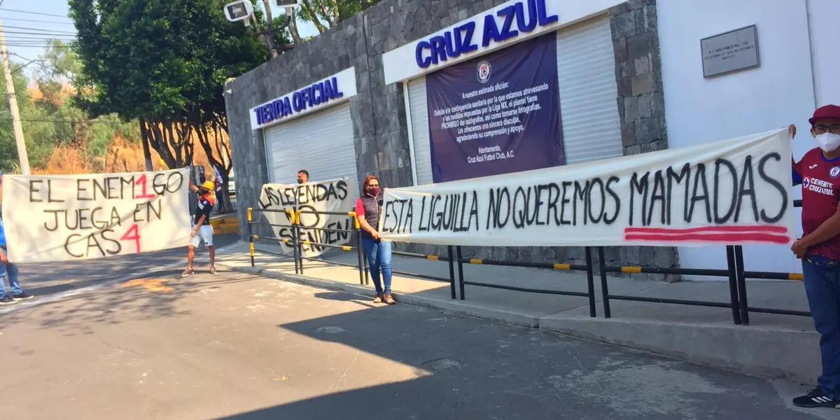 A group of fans displayed offending posters